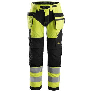 6932 High vis Arbeidsbukse med hylsterlommer, Klasse 2,